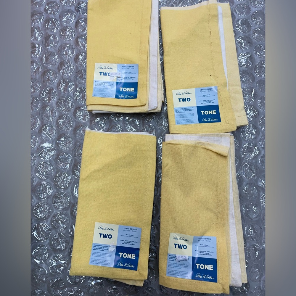 Park B Smith Janus Sunrise Two Tone Yellow Napkins  Set of 6